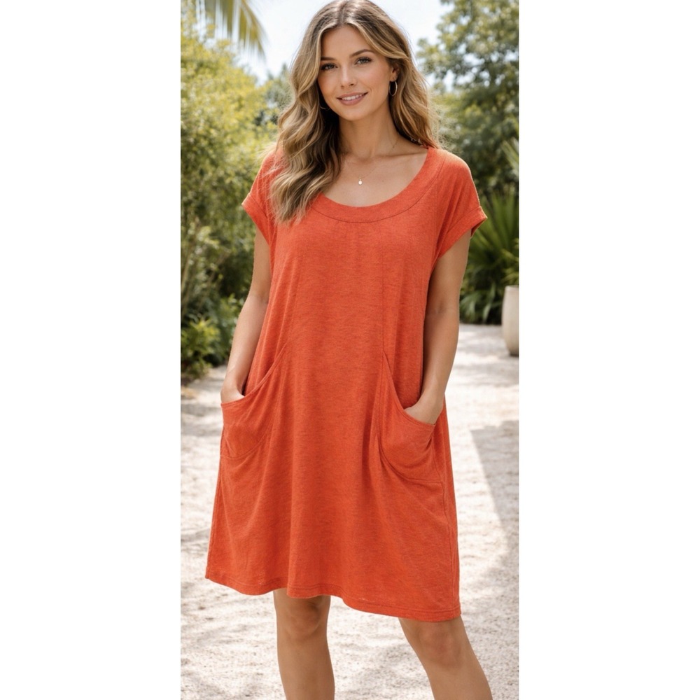 Territory Ahead Lagenlook Knee Length Dress Size M Oversized Casual Stretch